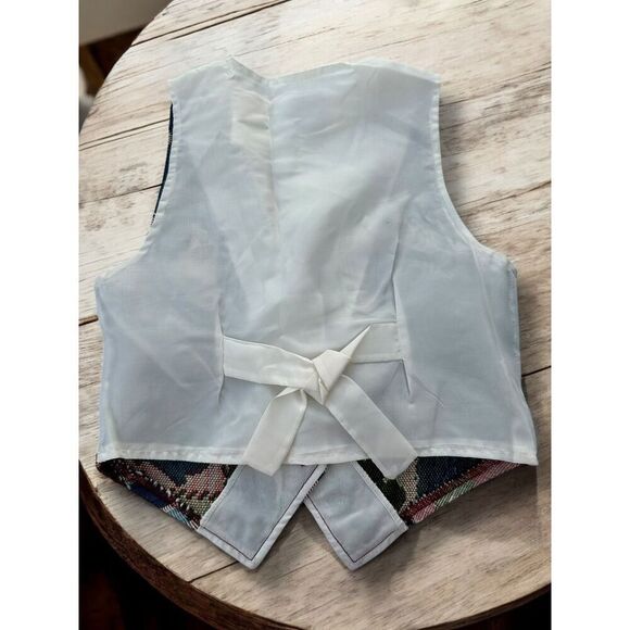 Vintage 90s Girls Basic Editions Tapestry Floral Vest Sz 4 - Picture 3 of 3